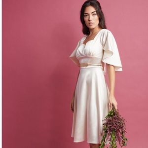 Cream ModCloth Midi Wedding Dress